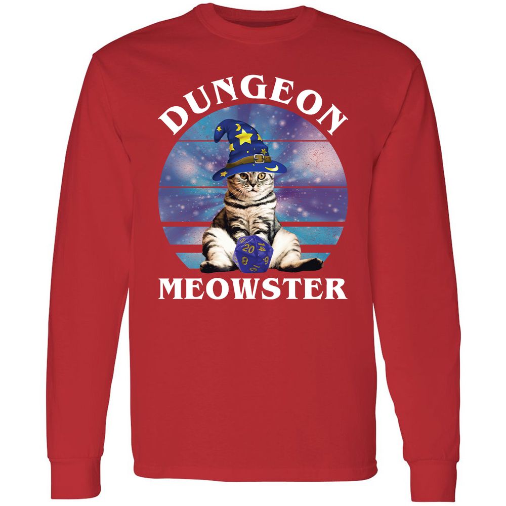 Dungeon Meowster Vintage Long Sleeve T-Shirt - Red - 14