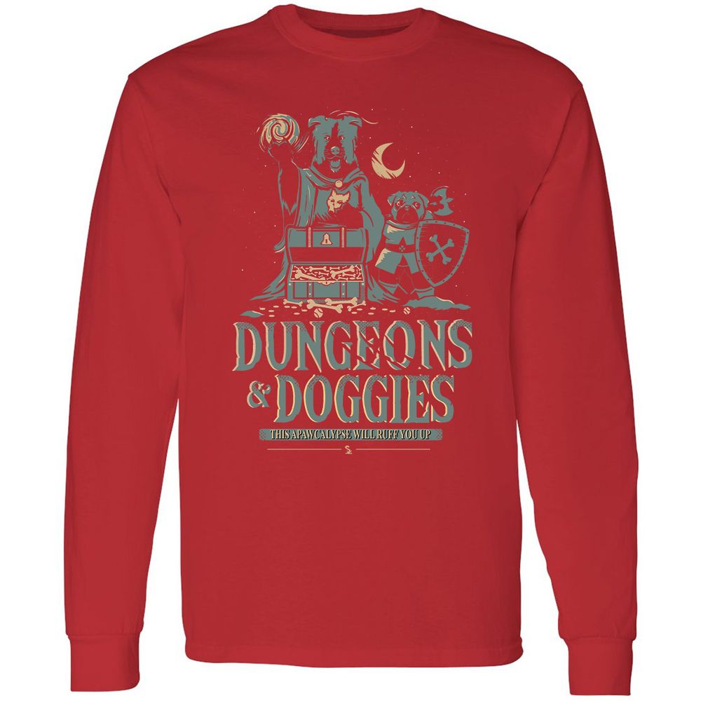 Dungeons & Doggies Long Sleeve T-Shirt - Red - 14