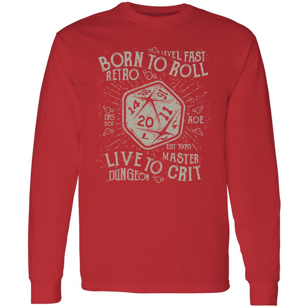Born To Roll Live To Crit Long Sleeve T-Shirt - Red - 14