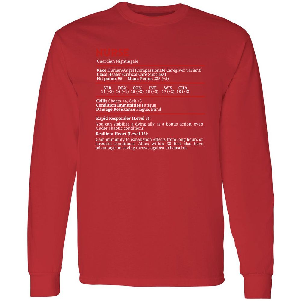 Nurse Stats Long Sleeve T-Shirt - Red - 14
