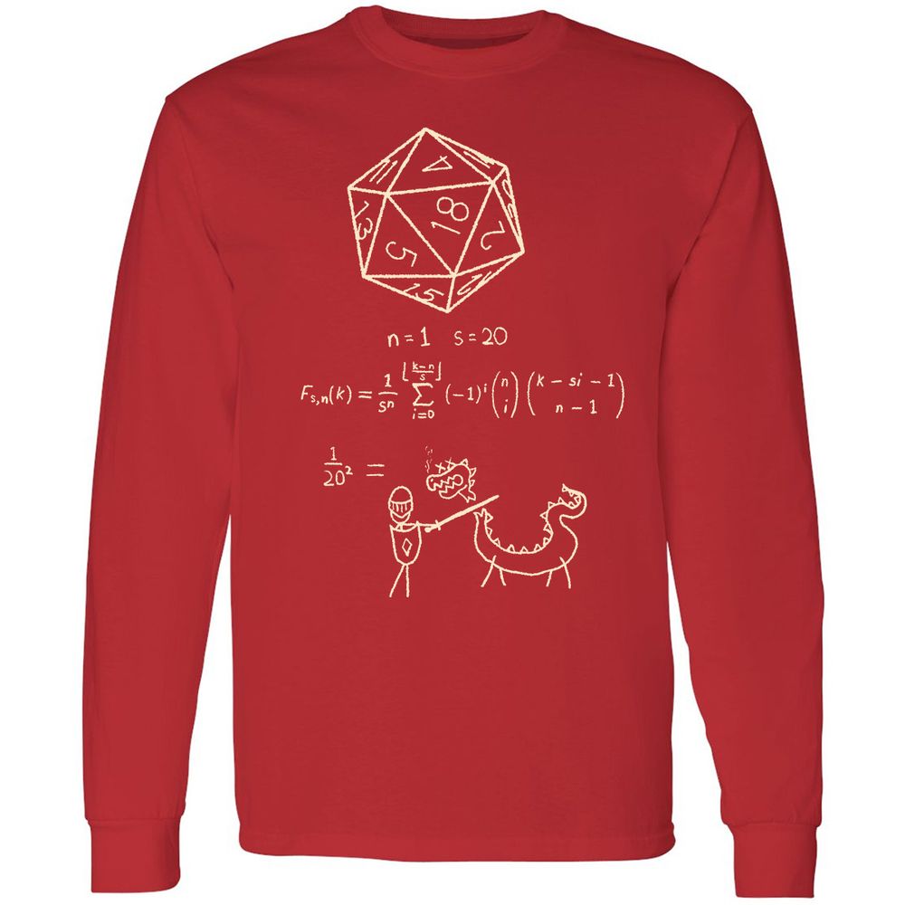 Science Of20 Sided Dice Long Sleeve T-Shirt - Red - 14