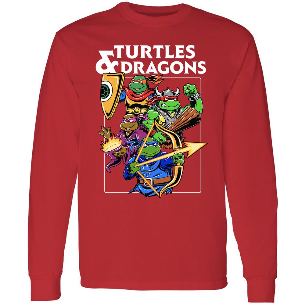 Turtles & Dragons Long Sleeve T-Shirt - Red - 14
