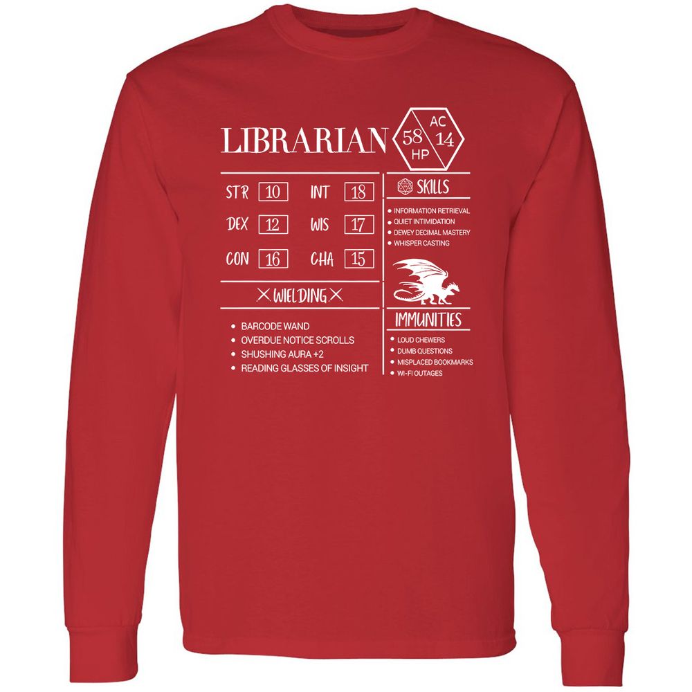 Librarian New Long Sleeve T-Shirt - Red - 14