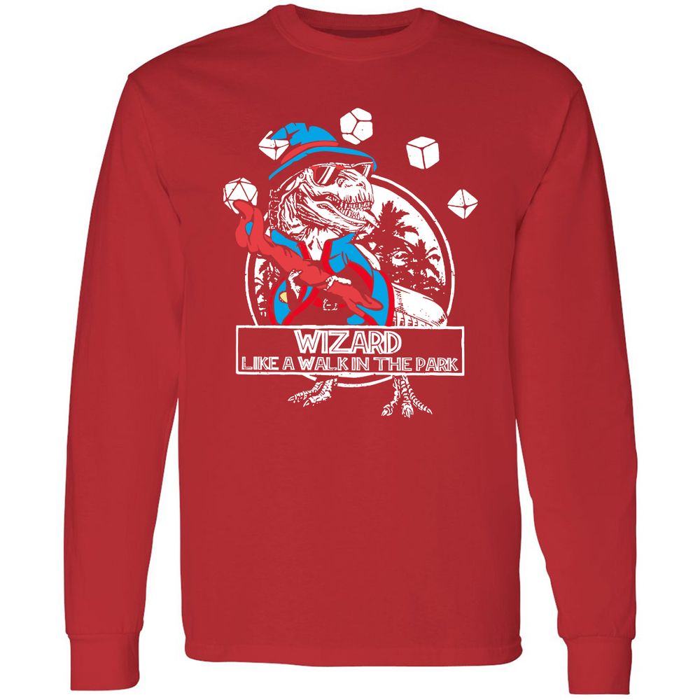 Wizard Like The Walk In The Park Long Sleeve T-Shirt - Red - 14