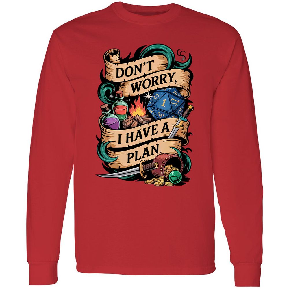 Don't Worry I Have A Plan Long Sleeve T-Shirt - Red - 14