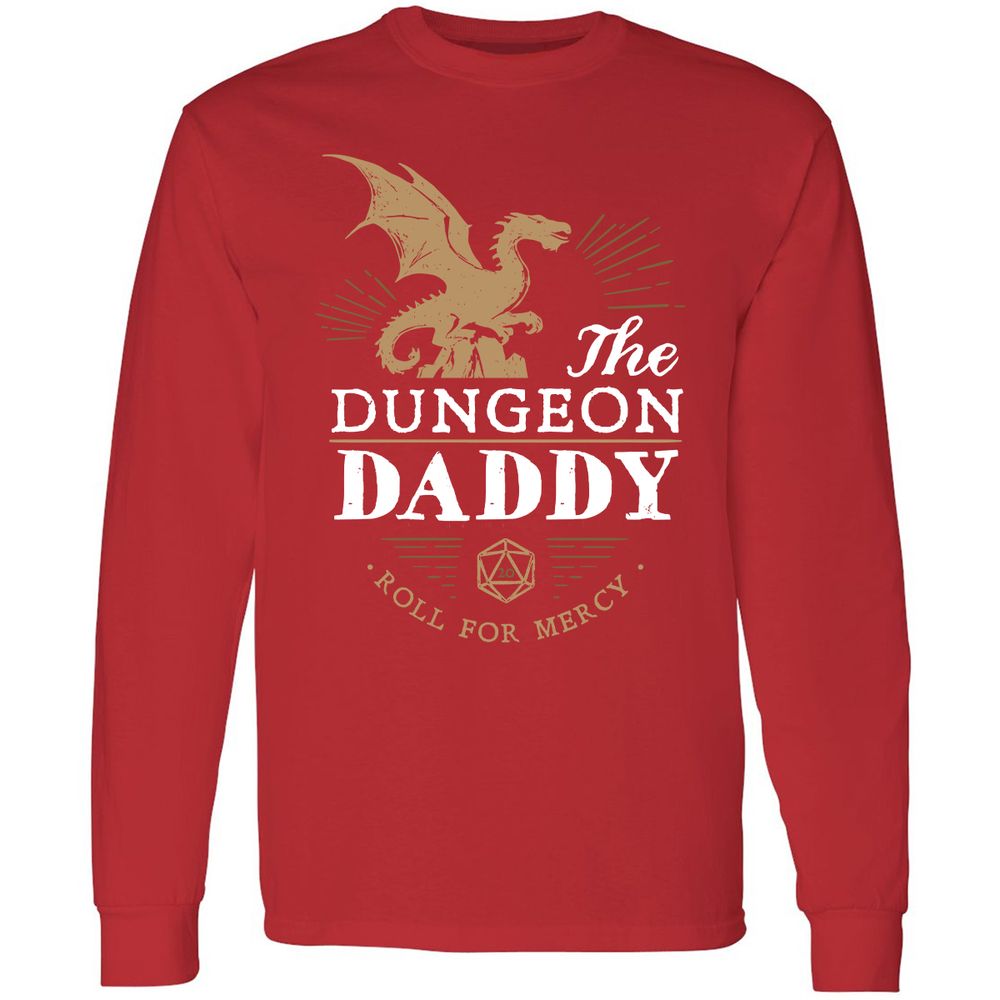 Dungeon Daddy Roll For Mercy Long Sleeve T-Shirt - Red - 14