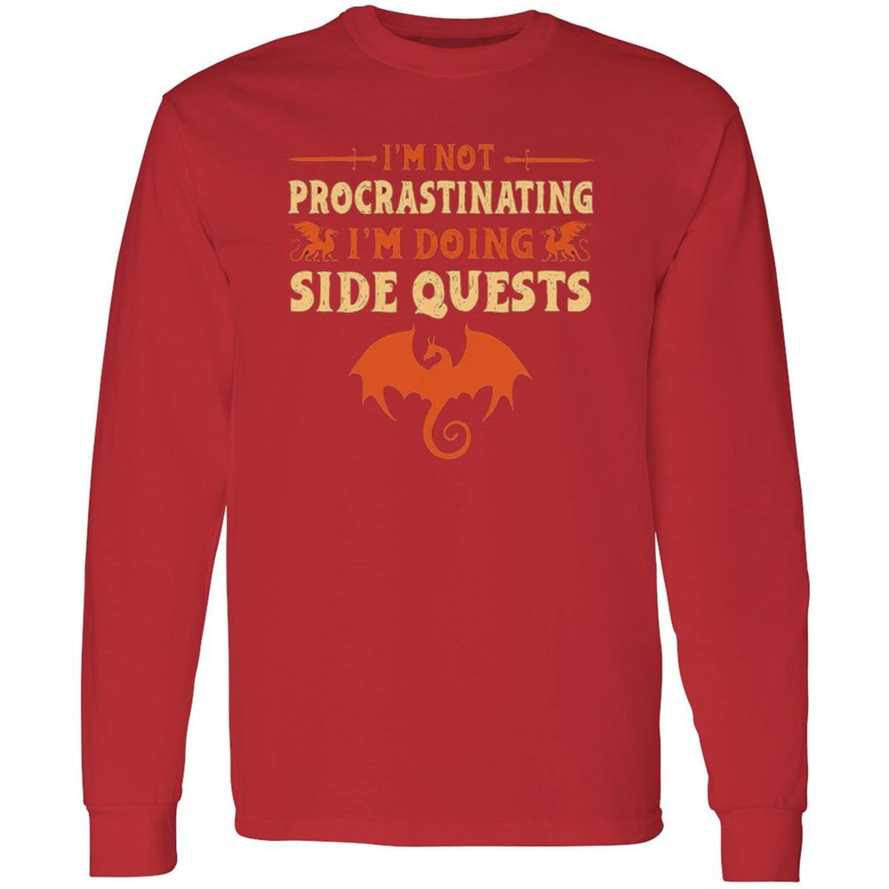 I'm Doing Side Quests Long Sleeve T-Shirt - Red - 14