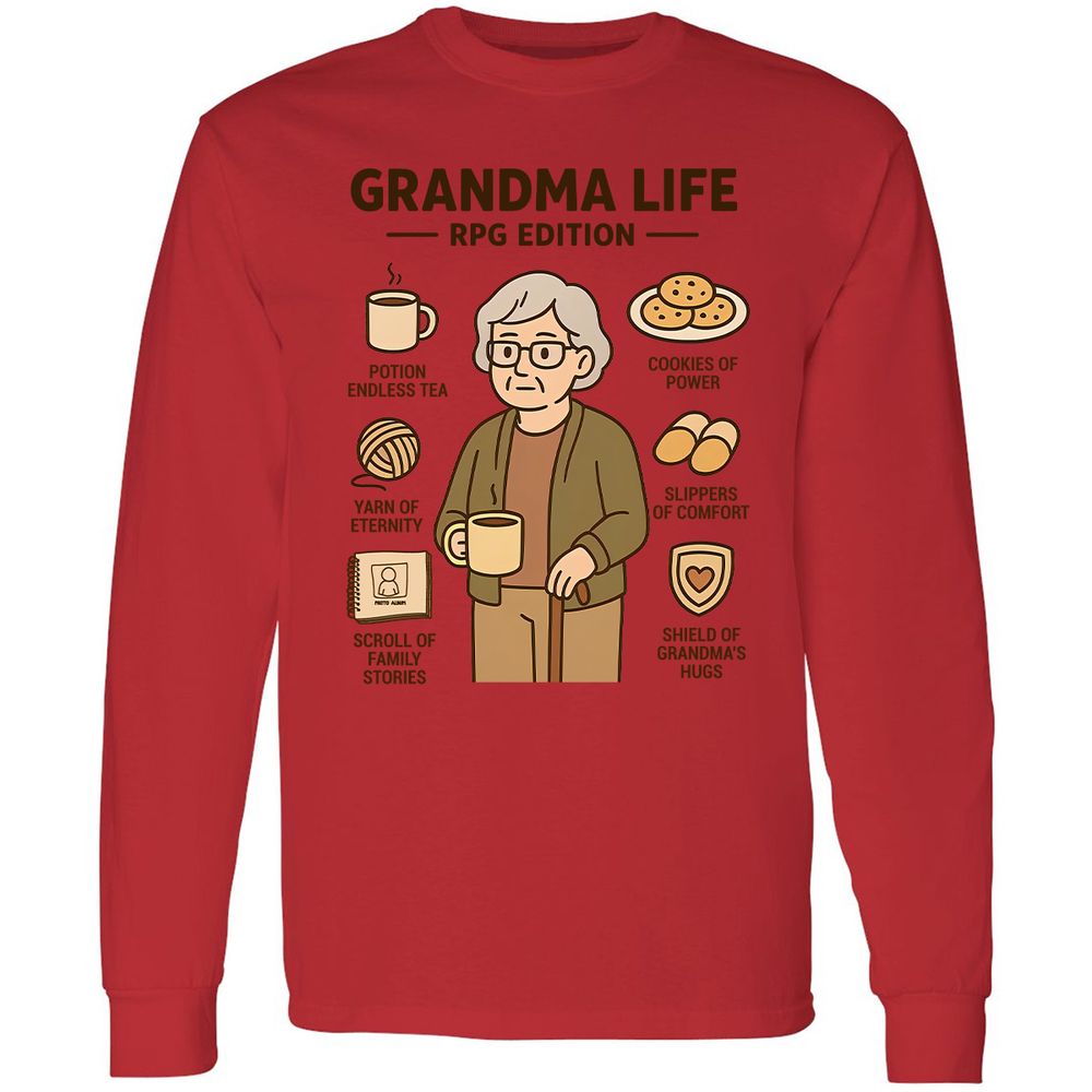 Grandma Life RPG Edition Long Sleeve T-Shirt - Red - 14