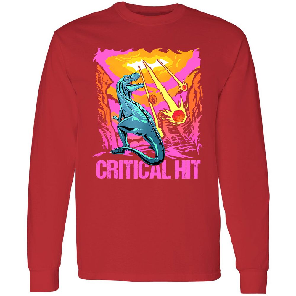 Dinosaur Critical Hit Long Sleeve T-Shirt - Red - 14