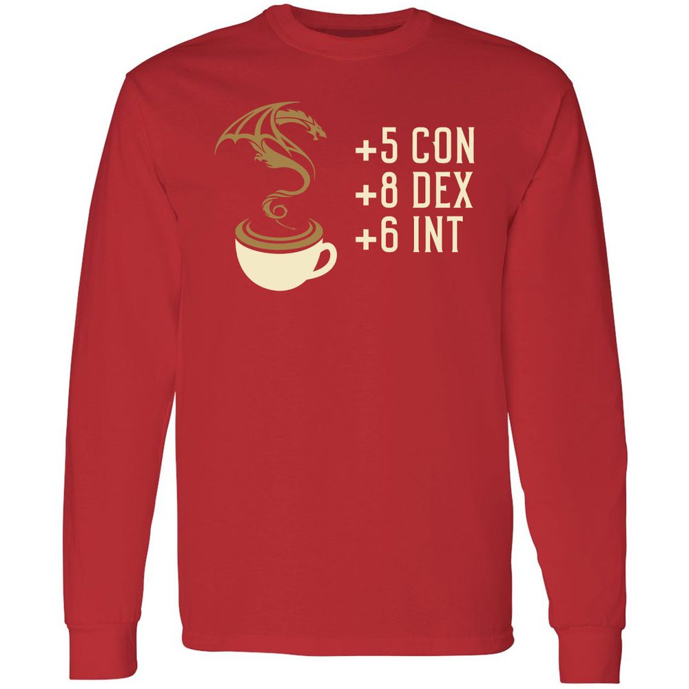 Coffee Dragon Long Sleeve T-Shirt - Red - 14