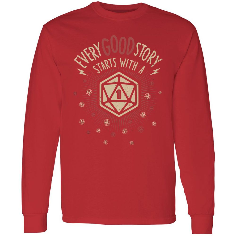 Good Story Starts With A 1 Long Sleeve T-Shirt - Red - 14