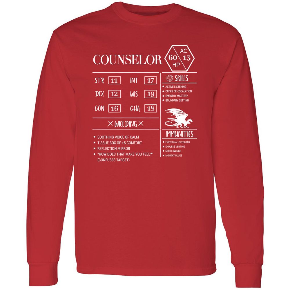 Counselor New Long Sleeve T-Shirt - Red - 14
