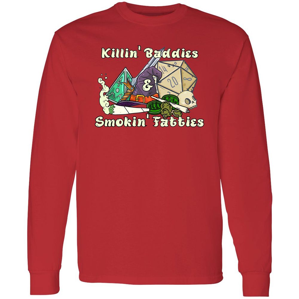 Killin' Baddies Smokin' Fatties Long Sleeve T-Shirt - Red - 14