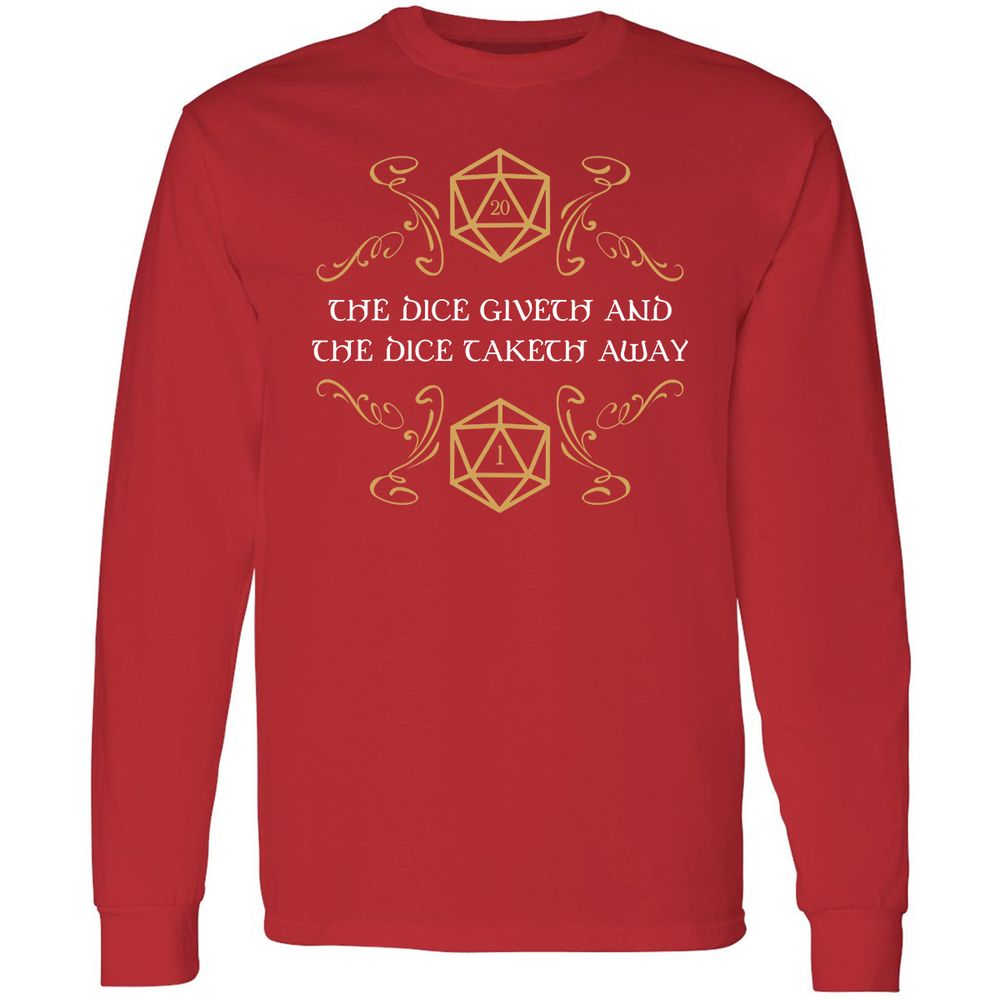 The Dice Giveth and Taketh Away Natural 20 and Critical Fail Long Sleeve T-Shirt - Red - 14