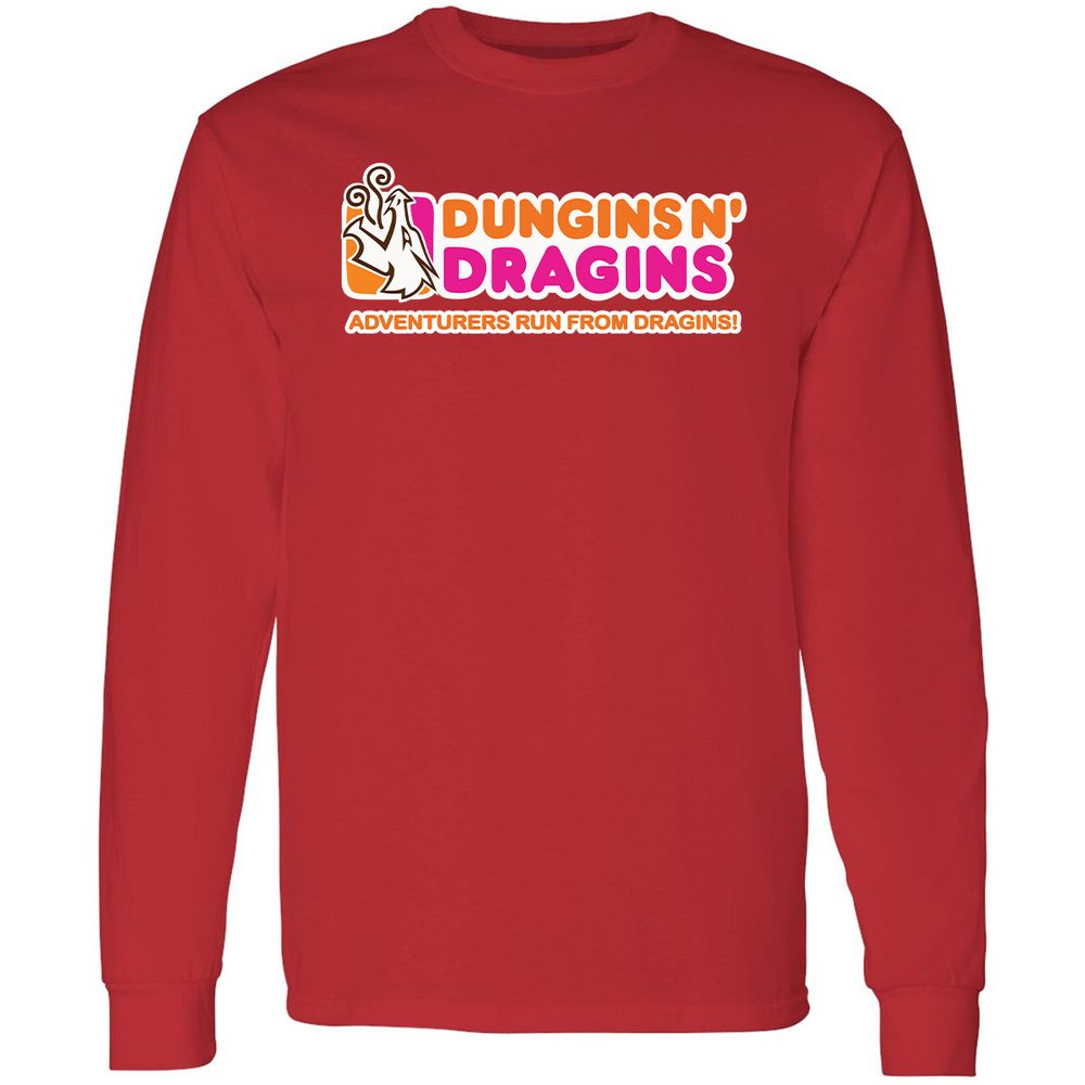 Dungins & Dragins Long Sleeve T-Shirt - Red - 14