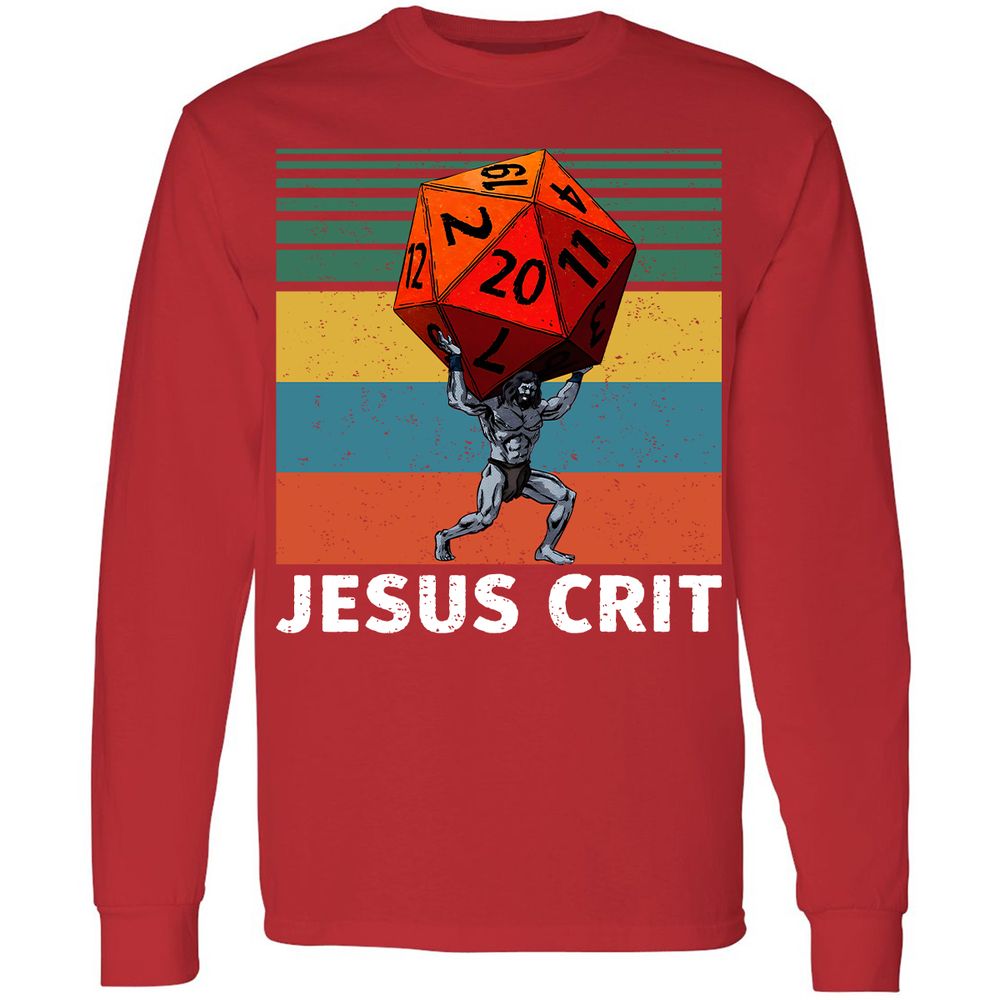 Jesus Crit Long Sleeve T-Shirt - Red - 14