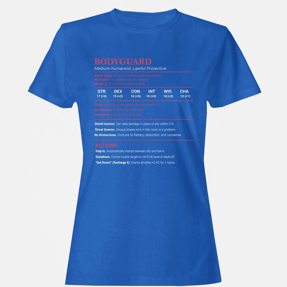 Bodyguard Stats Women's T-Shirt - Royal - 14