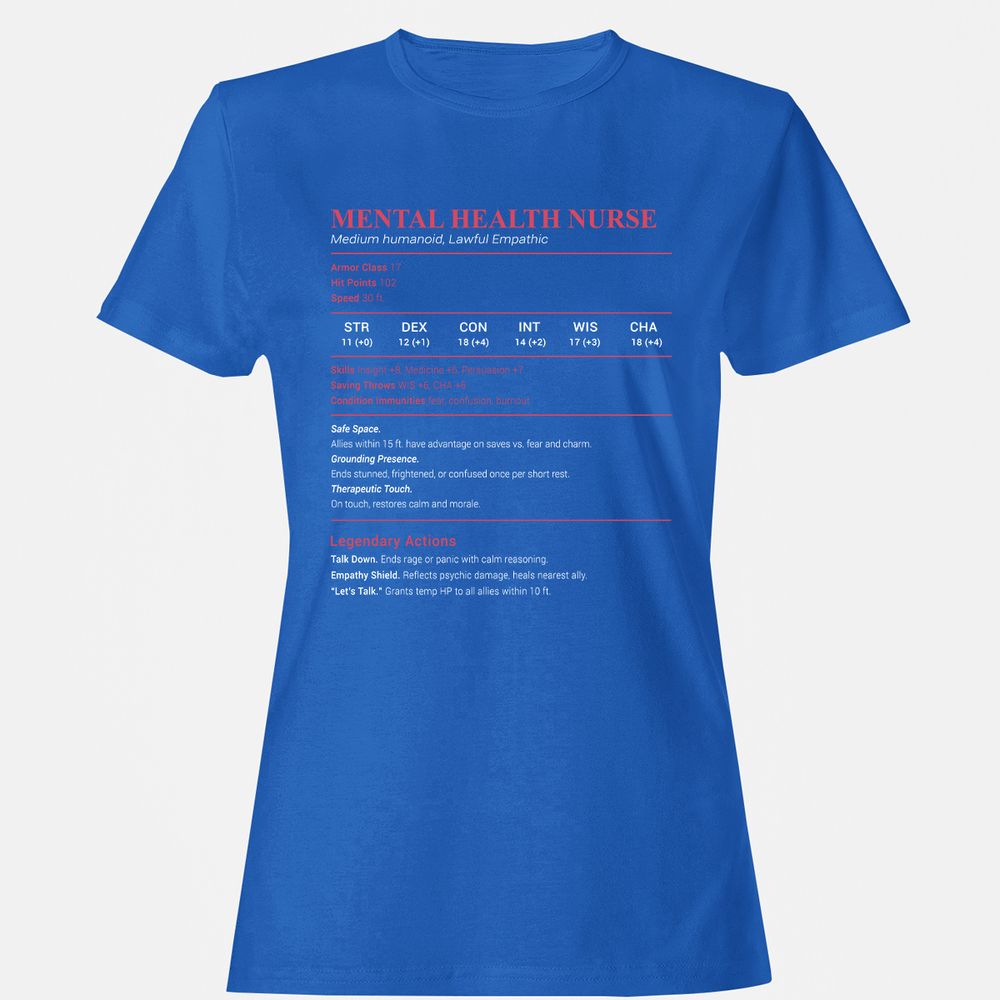 Mental Health Nurse Stats Women's T-Shirt - Royal - 14