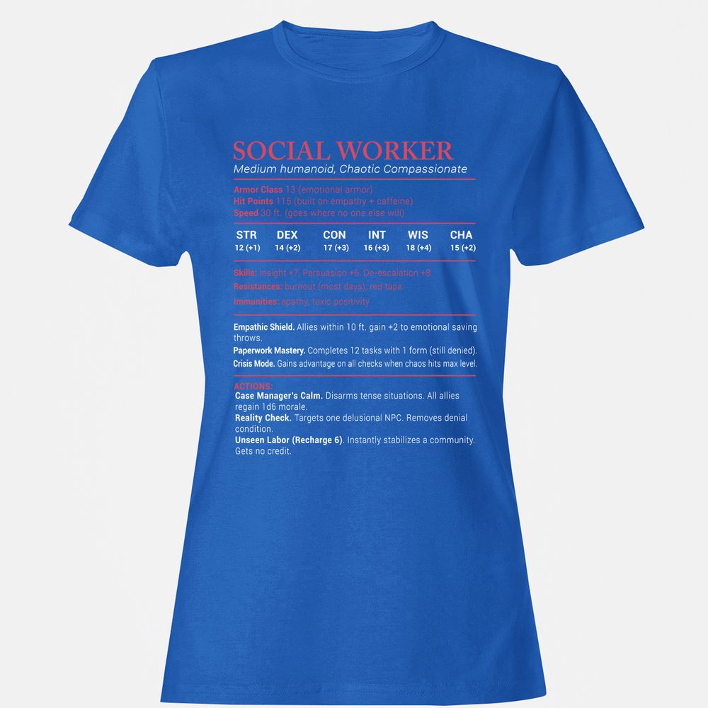 Social Worker Stats Women's T-Shirt - Royal - 14