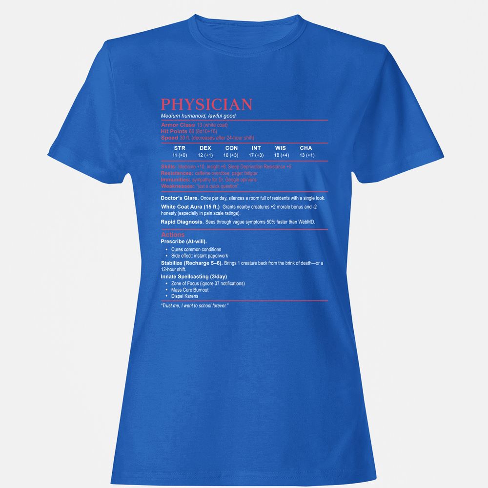 Physician Stats Women's T-Shirt - Royal - 14