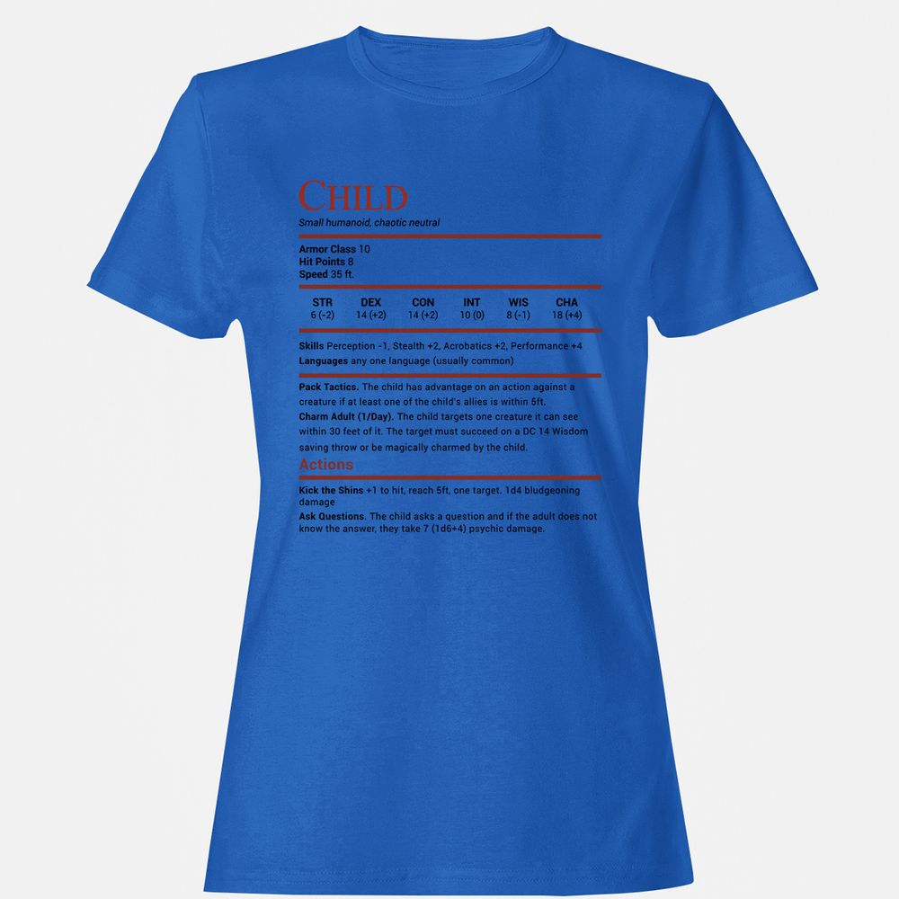 Child Stats Women's T-Shirt - Royal - 14