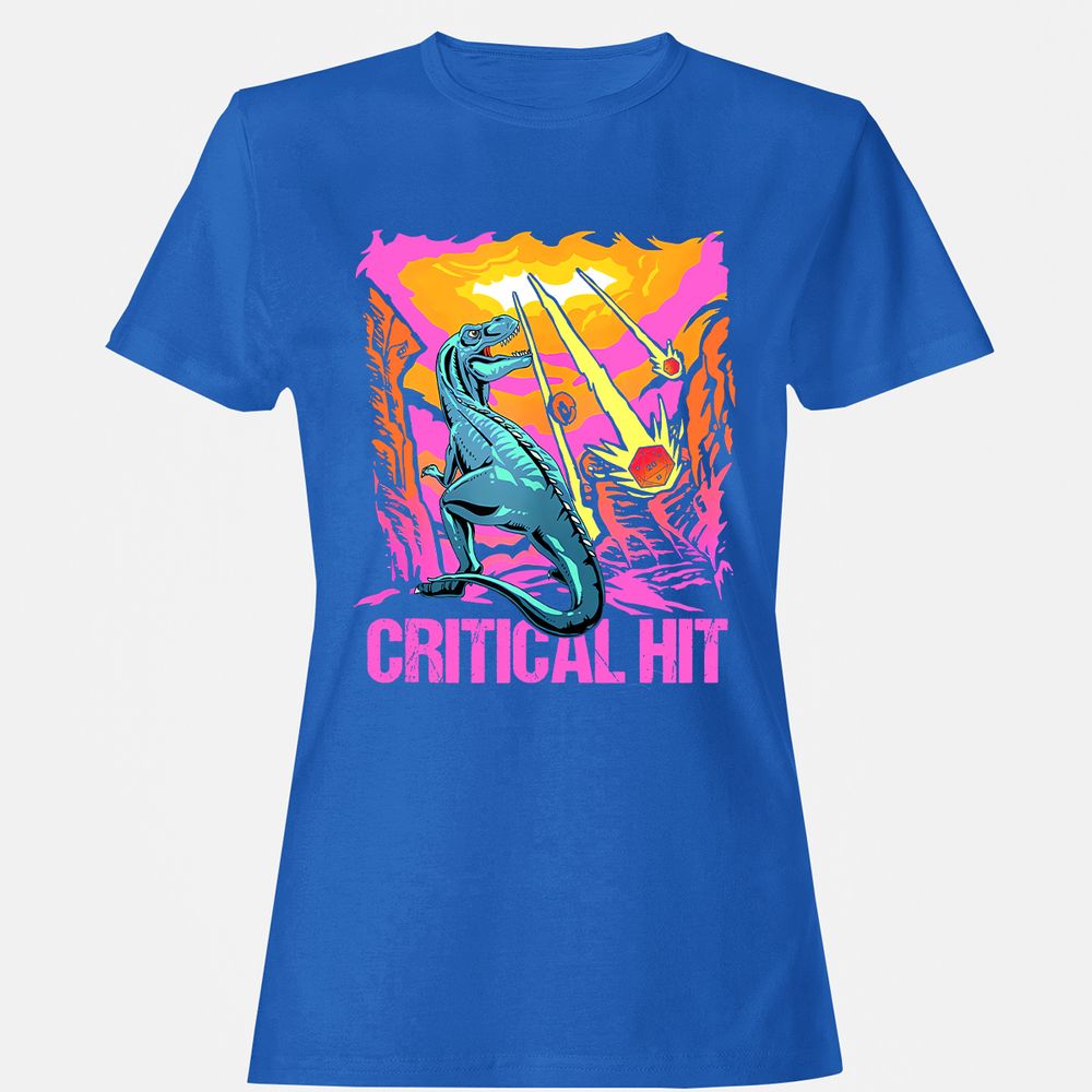Dinosaur Critical Hit Women's T-Shirt - Royal - 14