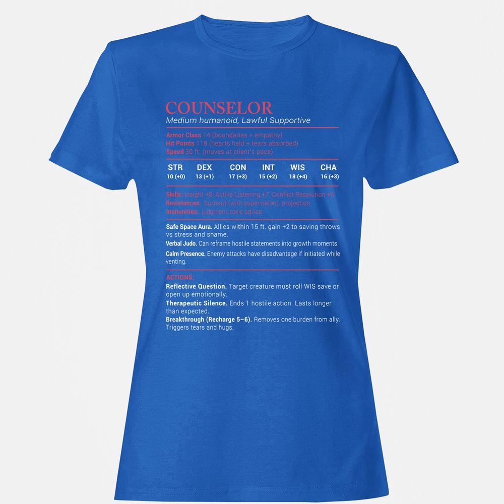 Counselor Stats Women's T-Shirt - Royal - 14