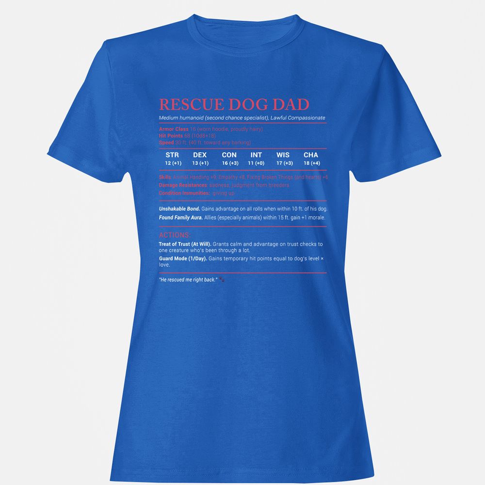 Rescue Dog Dad Stats Women's T-Shirt - Royal - 14
