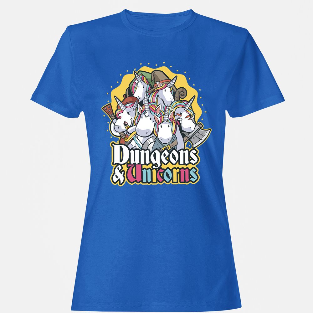Dungeons And Unicorns Women's T-Shirt - Royal - 14