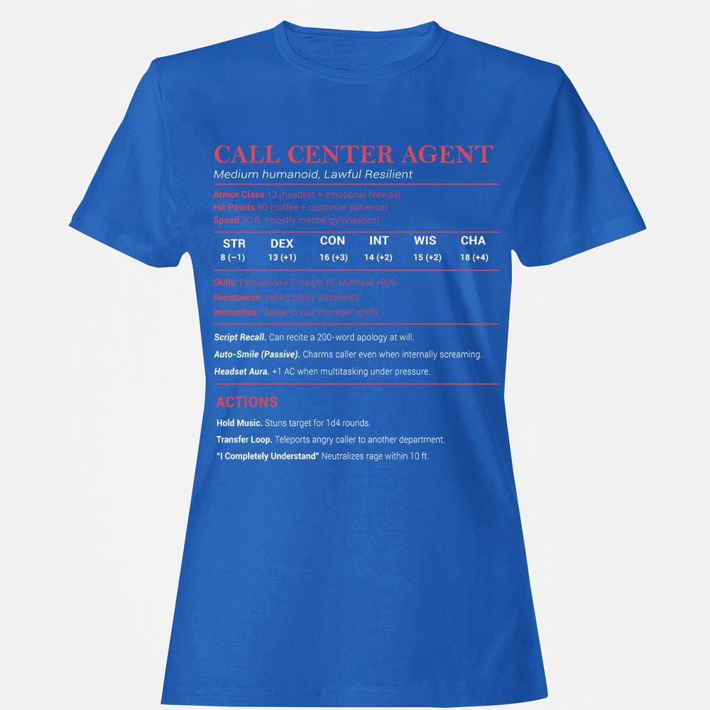 Call Center Agent Stats Women's T-Shirt - Royal - 14