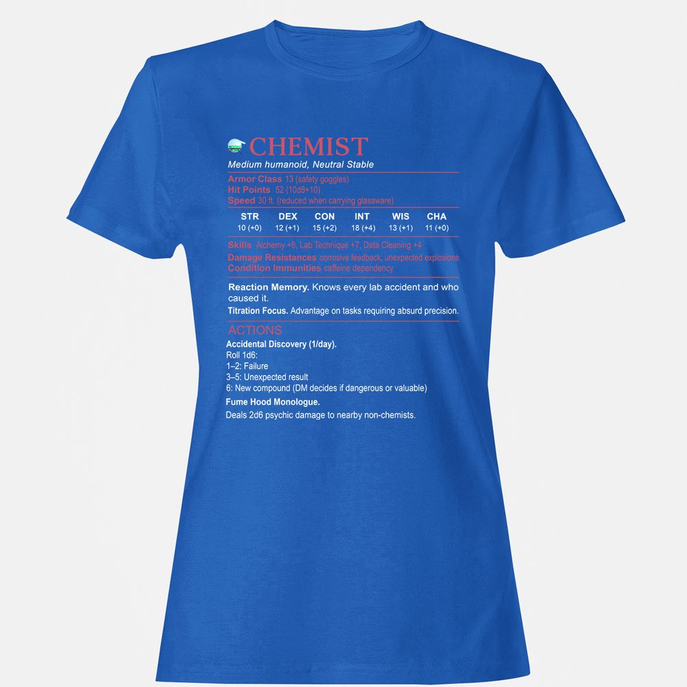 Chemist Stats Women's T-Shirt - Royal - 14