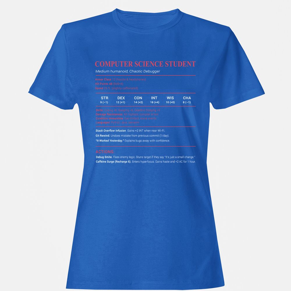 Computer Science Student Women's T-Shirt - Royal - 14