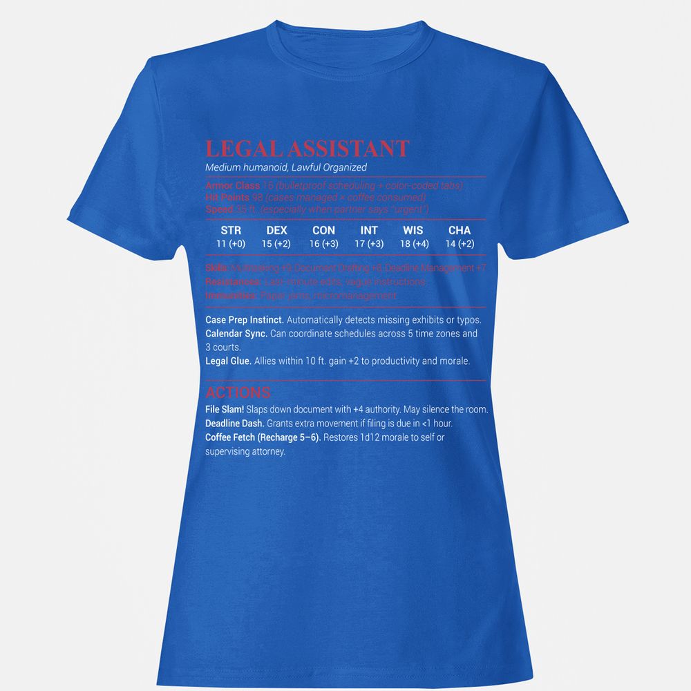 Legal Assistant Women's T-Shirt - Royal - 14