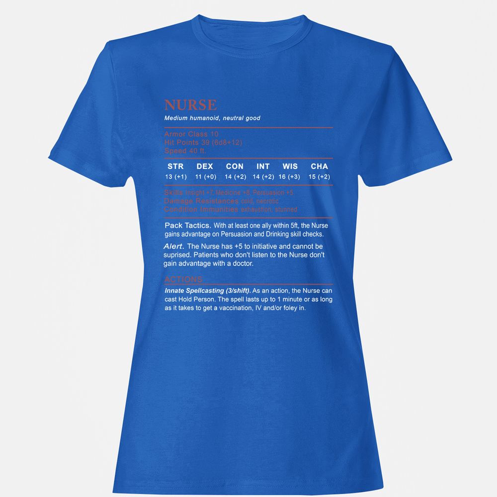 Nurse Stats 2 Women's T-Shirt - Royal - 14
