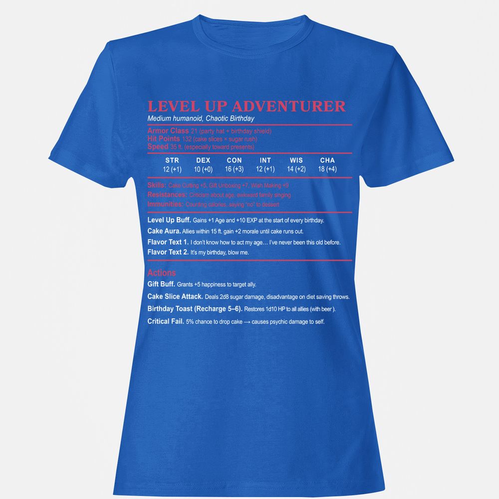 Level Up Adventurer Women's T-Shirt - Royal - 14