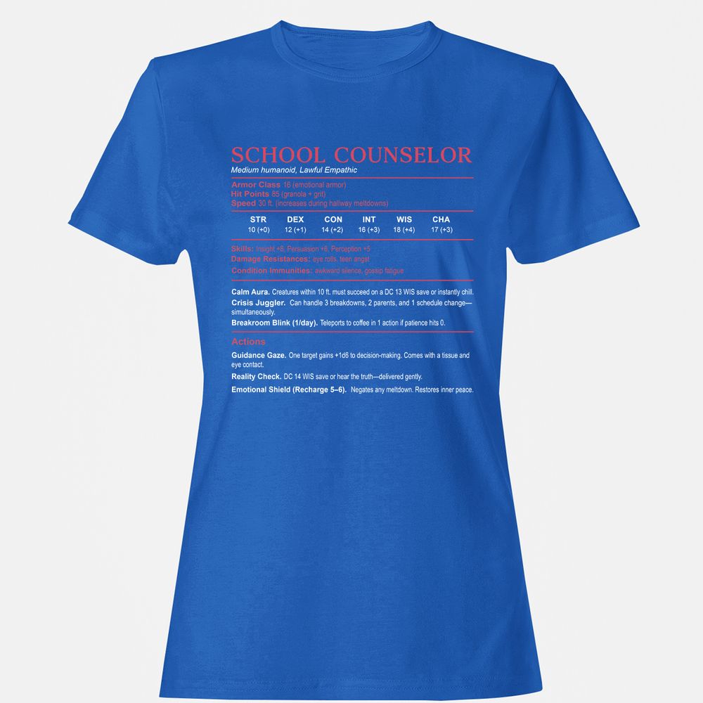 School Counselor Stats Women's T-Shirt - Royal - 14