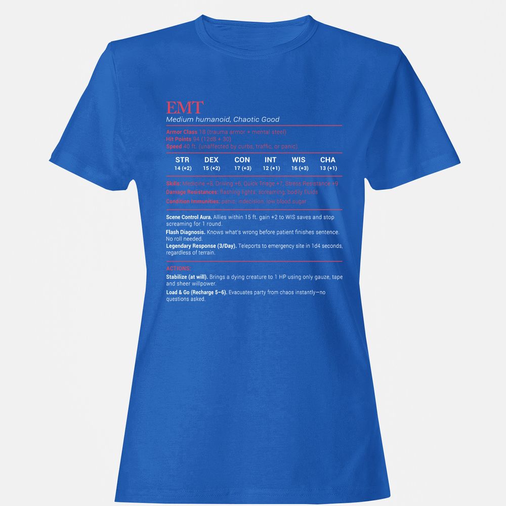 EMT Stats Women's T-Shirt - Royal - 14