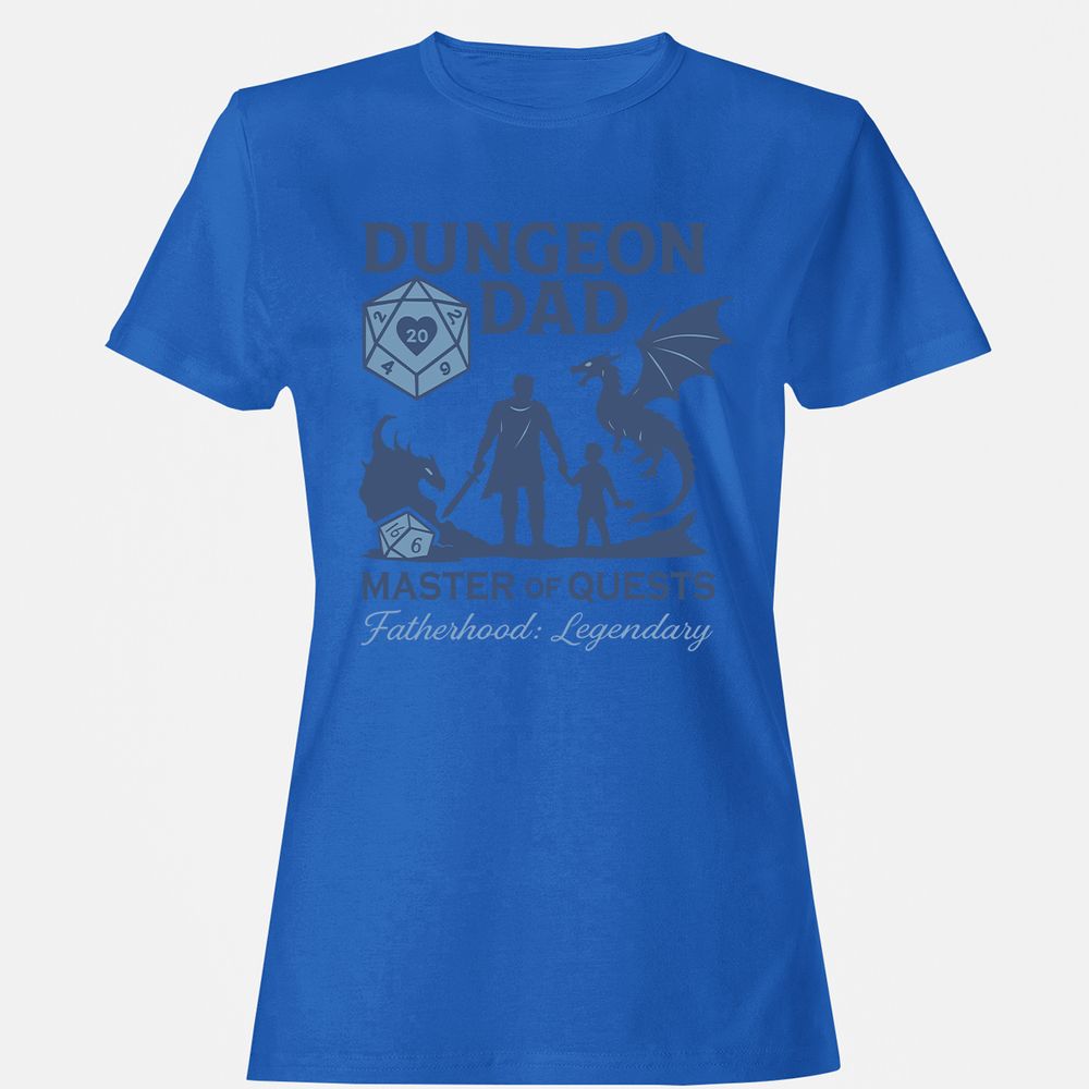 Dungeon Dad Master Of Quests Women's T-Shirt - Royal - 14