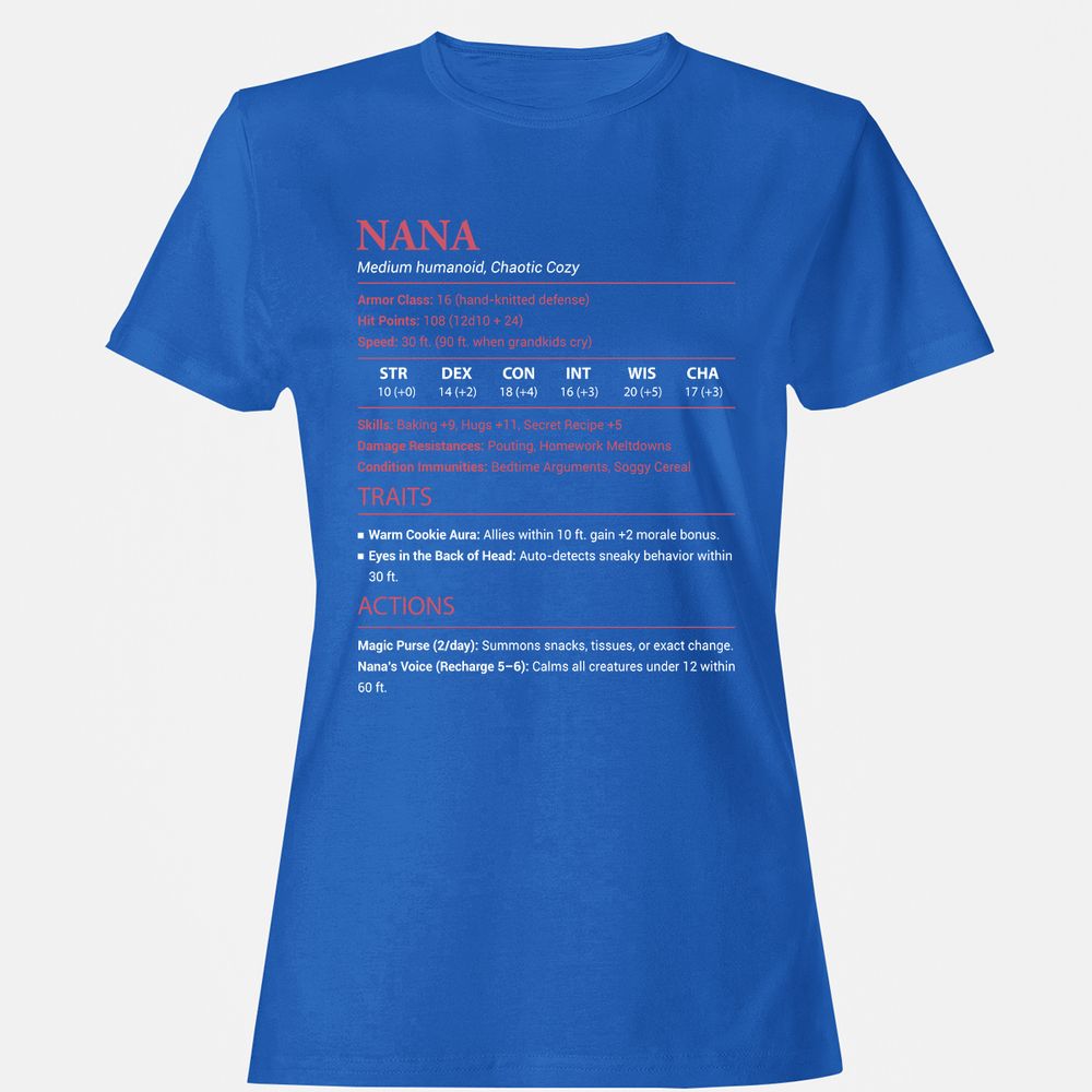 Nana Stats Women's T-Shirt - Royal - 14