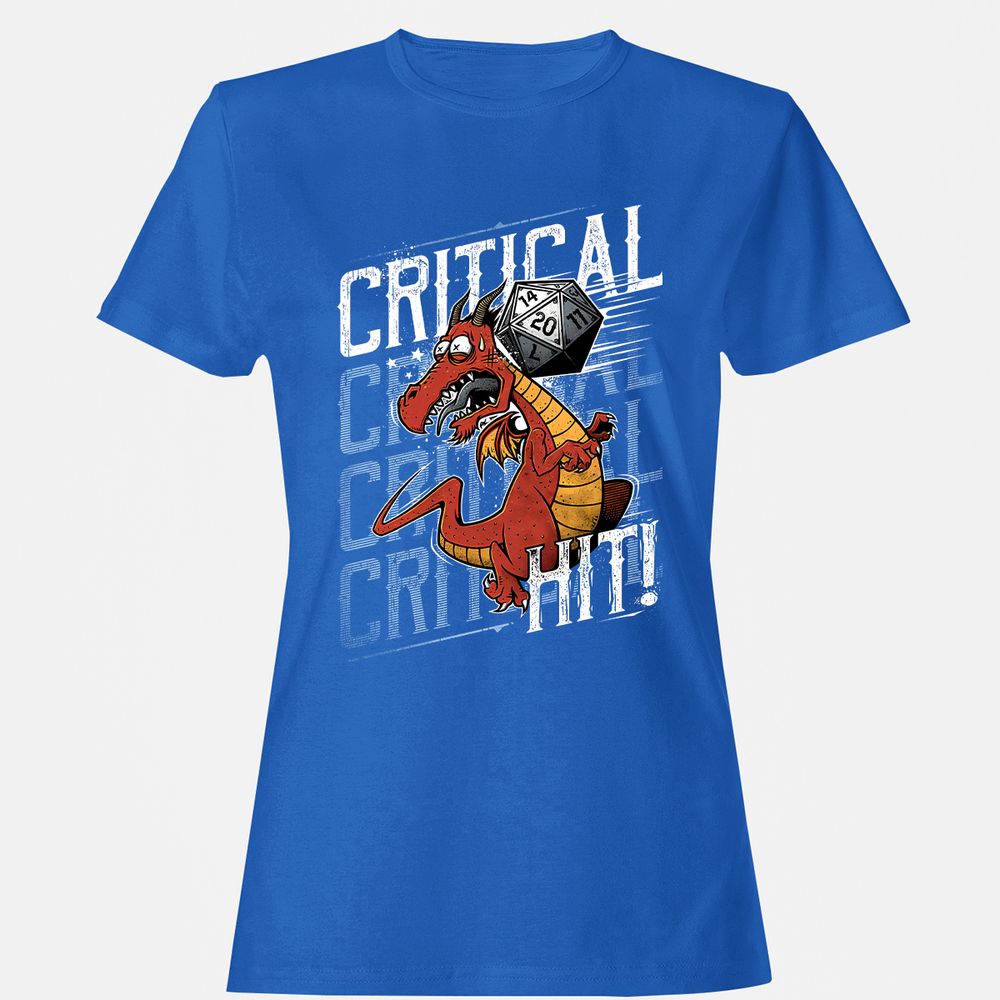 Funny Dragon Critical Hit Women's T-Shirt - Royal - 14