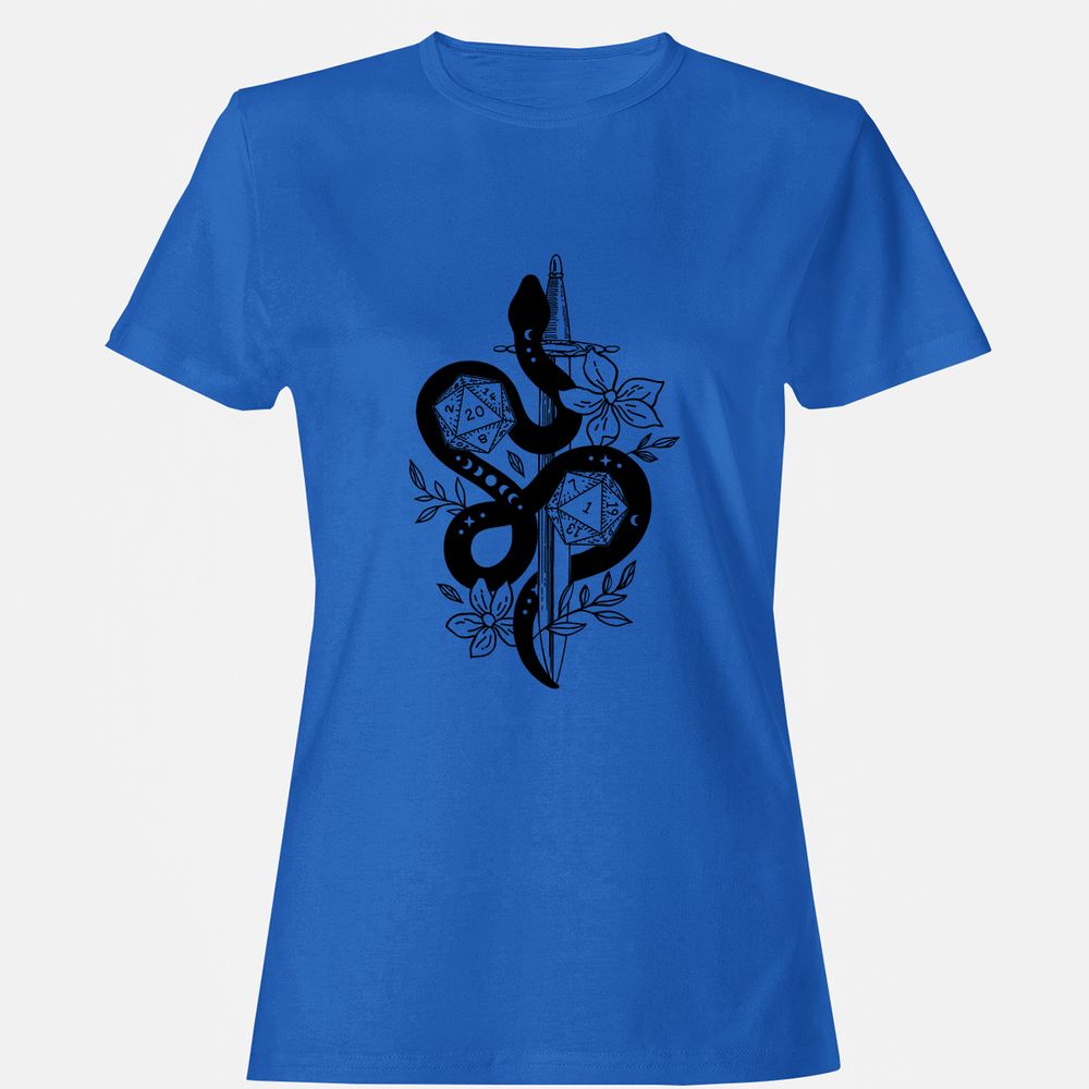 D20 Snake and Sword Women's T-Shirt - Royal - 14