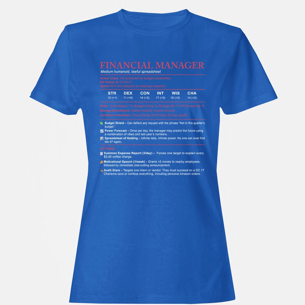 Financial Manager Stats Women's T-Shirt - Royal - 14