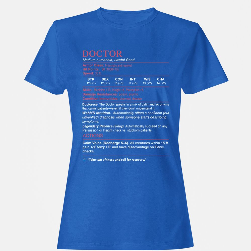 Doctor Stats Women's T-Shirt - Royal - 14
