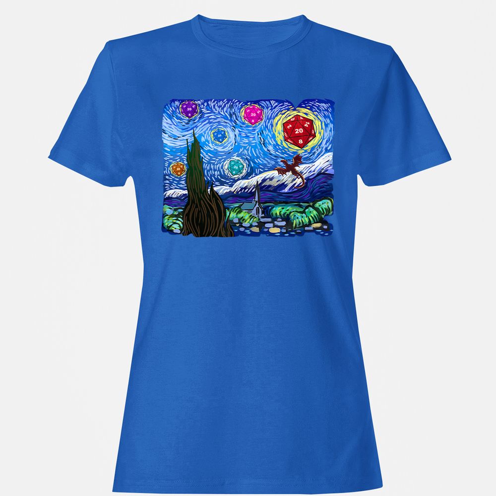 Dragon Starry Night Women's T-Shirt - Royal - 14