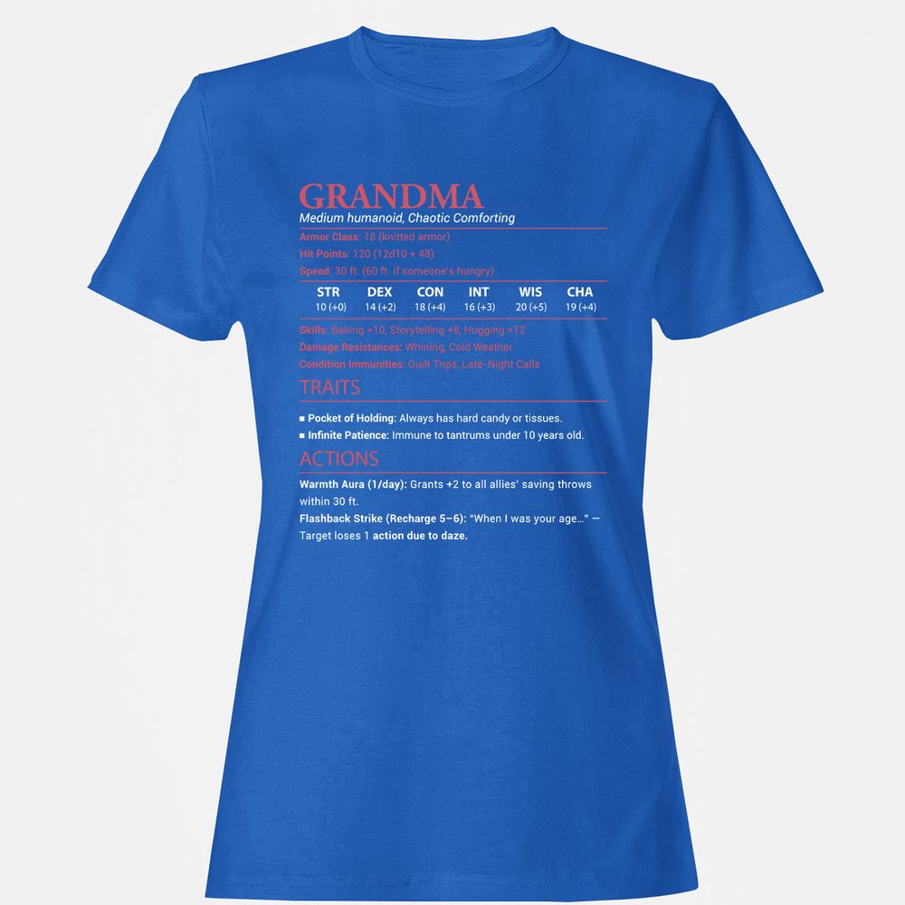 Grandma Stats Women's T-Shirt - Royal - 14