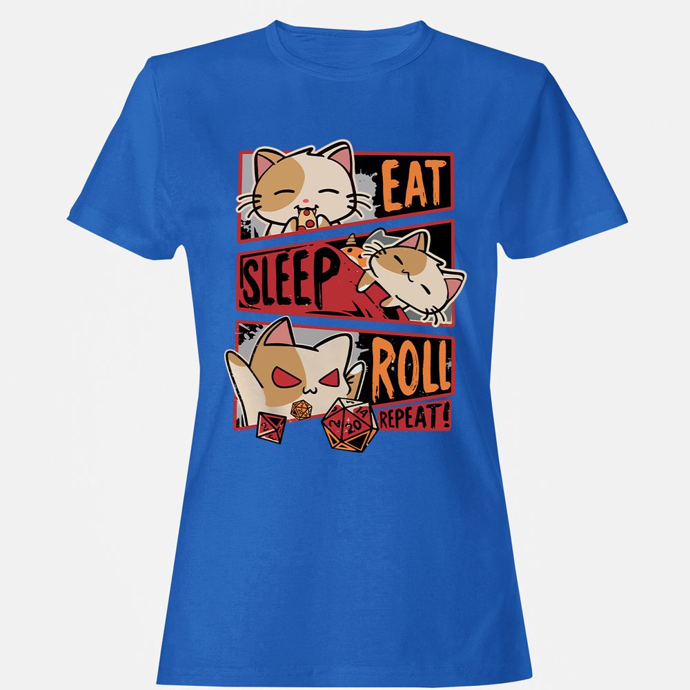 Eat Sleep Roll Repeat Women's T-Shirt - Royal - 14