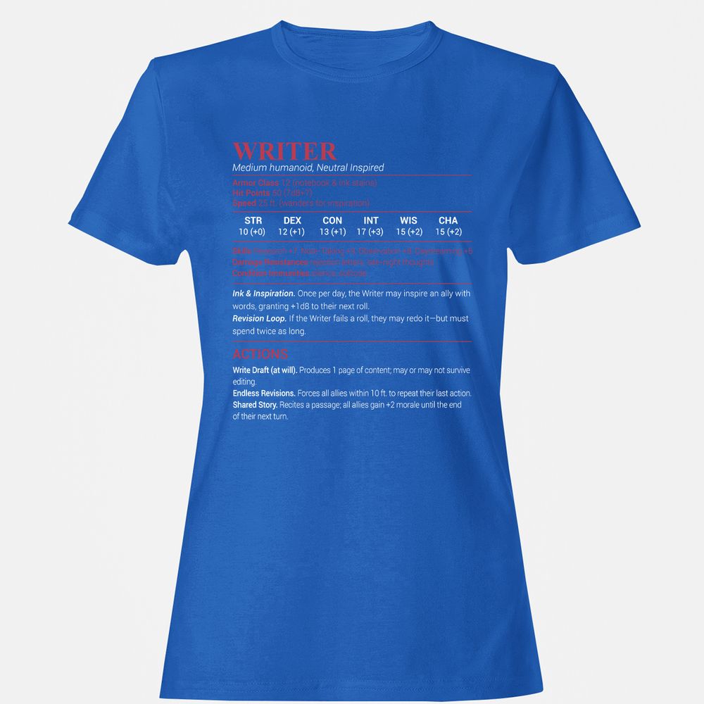 Writer Women's T-Shirt - Royal - 14