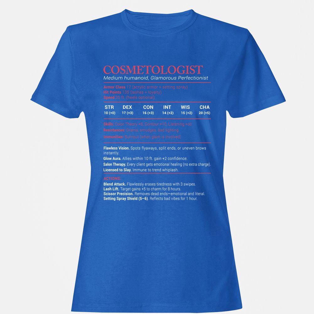 Cosmetologist Stats Women's T-Shirt - Royal - 14