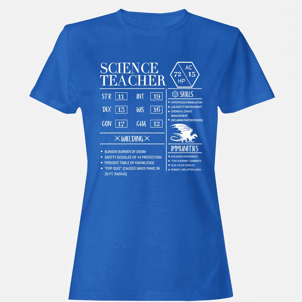Science Teacher New Women's T-Shirt - Royal - 14