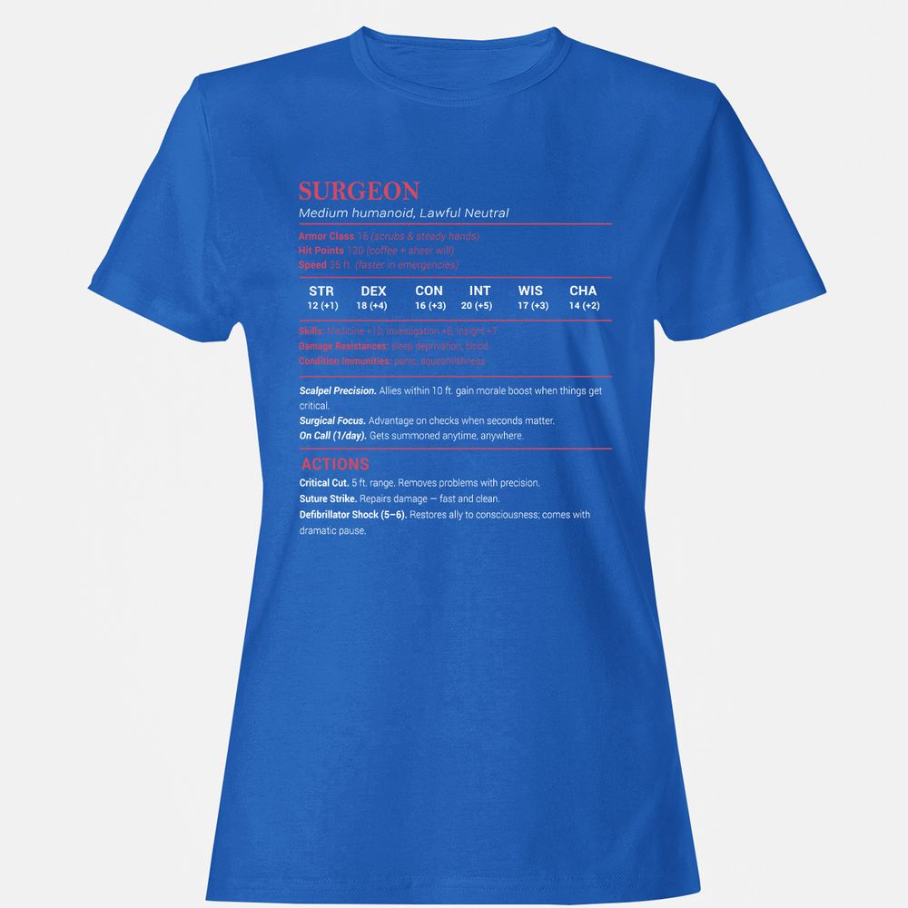 Surgeon Stats Women's T-Shirt - Royal - 14